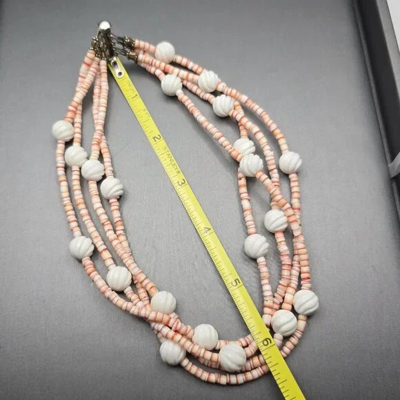 VTG Southwestern Oyster Shell Multi‑Strand Choker Necklace 13" 925 Tube Clasp - Picture 3 of 10